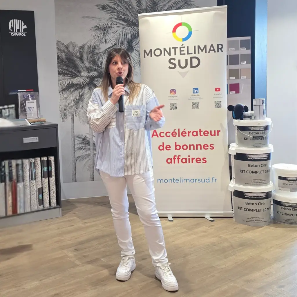 Cynthia Vigne présente Idéal Peinture Caparol lors du Jeudi du Sud de mai à Montélimar
