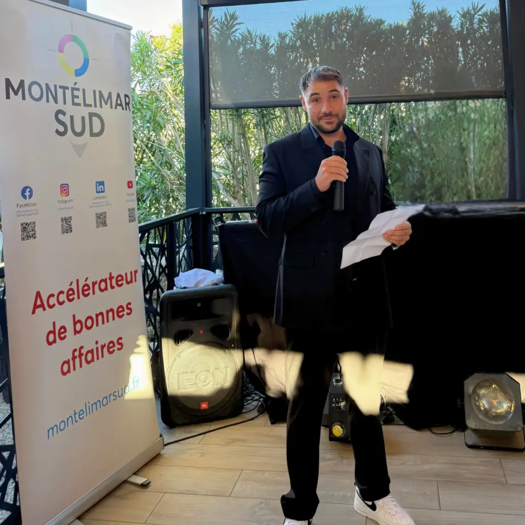 Mickaël Blache présente Planète Kebab lors du Jeudi du Sud de Montélimar Sud Développement à Montélimar.